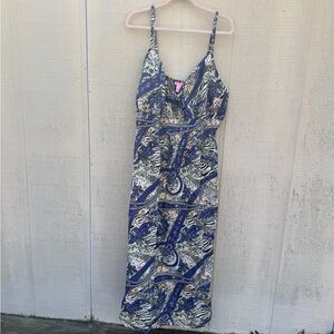 She's Cool Blue and White Maxi Dress
